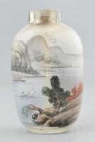 Kínai tubákos szelence, dugó nélkül, száján apró csorbákkal, m: 6 cm