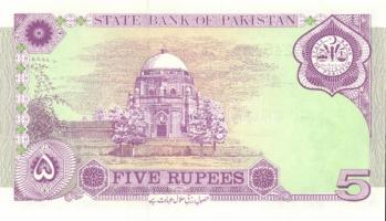 Pakisztán 5 db klf modern bankjegy T:I