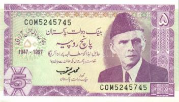 Pakisztán 5 db klf modern bankjegy T:I
