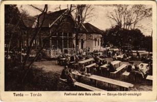 1934 Torda, Turda; Pavilonul dela Baia sarata / Bánya-fürdő vendéglő. Füssy J. kiadása / spa restaurant (kopott sarkak / worn corners)