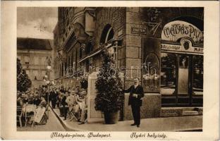 1926 Budapest V. Mátyás pince étterem nyári helyisége, Baldauf Mátyás tulajdonos. Eskü tér 6. (EB)