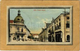 1912 Dés, Dej; Fő tér, Jagamas János üzlete. Gálócsi Samu kiadása / main square, shops (szakadás / tear)