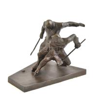 Ricskov jelzéssel: Jéghokisok. Bronz szobor. Jelzett, egyik hoki ütő hiányos. m: 15 cm, sz: 20 cm / Hockey players, bronze statue