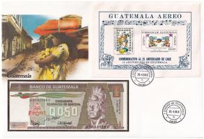 Guatemala 1988. 50c felbélyegzett borítékban, bélyegzéssel T:I  Guatemala 1988. 50 Centavos in envelope with stamp and cancellation C:UNC