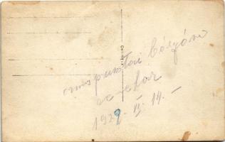 1929 Ormosbánya, Ormospuszta; Bányász zenekar, csoportkép. photo (fa)