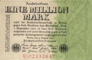 Német Birodalom / Weimari Köztársaság 1923. 1.000.000M (3x) T:I