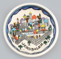 Jerusalem / Jeruzsálem fali emléktálka, mázas kerámia, d: 9 cm
