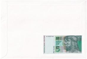 Horvátország 1993. 5K felbélyegzett borítékban, bélyegzéssel T:I 
Croatia 1993. 5 Kuna in envelope ...