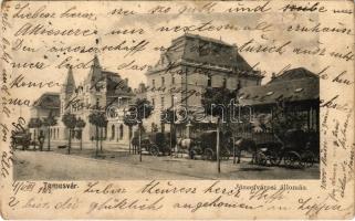 1905 Temesvár, Timisoara; Józsefvárosi vasútállomás / railway station (ázott / wet damage)