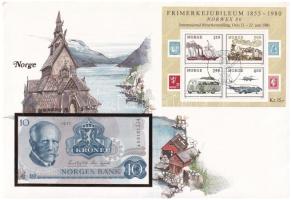 Norvégia 1977. 10K felbélyegzett borítékban, bélyegzéssel T:I Norway 1977. 10 Kroner in envelope with stamp and cancellation C:UNC