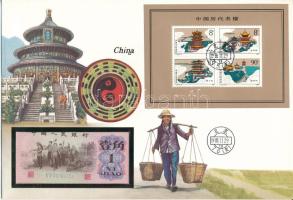 Kína 1962. 1J felbélyegzett borítékban, bélyegzéssel T:I China 1962. 1 Jiao in envelope with stamp and cancellation C:UNC