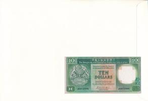 Hongkong 1986. 10D borítékban, alkalmi bélyeggel és bélyegzésekkel T:I 
Hong Kong 1986. 10 Dollars ...