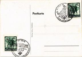 Adolf Hitler. NSDAP German Nazi Party propaganda + "Geburtstag des Führers Wien 20. April 1938&...