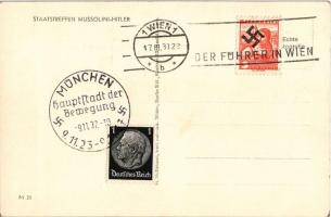 Staatstreffen Mussolini-Hitler / Adolf Hitler and Benito Mussolini. NSDAP German Nazi Party propagan...