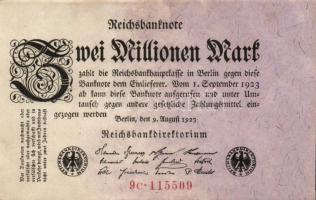 Német Birodalom / Weimari Köztársaság 1923. 1.000.000M (2x) T:I