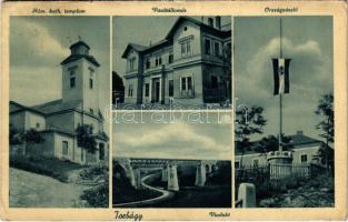 1940 Torbágy, Biatorbágy; Római katolikus templom, vasútállomás, Országzászló. Özv. Czipri Jánosné kiadása (EK)