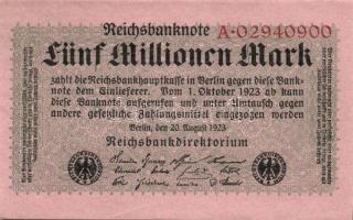 Német Birodalom / Weimari Köztársaság 1923. 5.000.000M birodalmi nyomat T:I