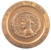 Izrael ~1965. Izrael történelmi városai - Lod érméje 211-217 kétoldalas bronz emlékérem peremen 2304 sorozatszámmal (45mm) T:BU Israel ~1965. Coin of Lod 211-217 C.E. two sided bronze commemorative medallion 2304 serial number on edge (45mm) C:BU