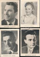 cca 1950 Abonyi Filmszínház 10 db színészeket ábrázoló reklámnyomtatványa (Páger Antal, Darvas Iván,...