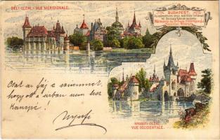 Budapest XIV. Történelmi főcsoport épületei, déli oldal és nyugati oldal, Vajdahunyad vára. Ezredéves Országos Kiállítás. Art Nouveau s: Morelli, Dörre T. + 2 Kr. brown Ga. (EK)