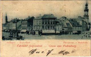 1899 (Vorläufer) Sopron, Oedenburg; Várkerület, Várostorony, Varga és Dukasz üzlete. Kummert N. Lajos kiadása (EB)