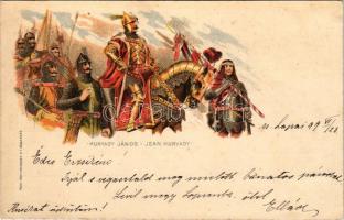 1899 (Vorläufer) Hunyadi János. Ezredéves Országos Kiállítás. Pesti Könyvnyomda R.T. / Hungarian Millennium Exhibition art postcard. 2 Kr. Ga. litho