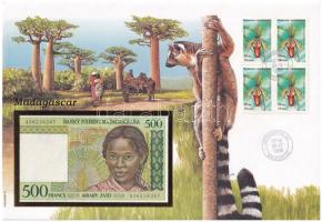 Madagaszkár 1994. 500Fr felbélyegzett borítékban, bélyegzéssel T:1  Madagascar 1994. 500 Francs in envelope with stamp and cancellation C:UNC