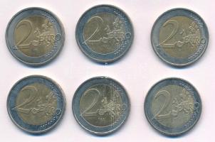 Németország 2006-2015. 2E 6xklf Németországi tartományok forgalmi emlékkiadások T:1- patina Germany 2006-2015. 2 Euro 6xdiff German provinces circulating commemorative issues C:AU patina