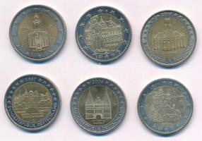 Németország 2006-2015. 2E 6xklf "Németországi tartományok" forgalmi emlékkiadások T:1- pat...