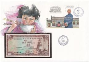 Makaó 1984. 10P borítékban, alkalmi bélyeggel bélyegzésekkel T:I  Macau 1984. 10 Patacas in envelope with stamps C:UNC