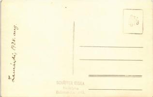 1928 Zamárdi, Balatonzamárdi; fürdőzők csoportképe a strandon. Schäffer Gyula fényképész, photo