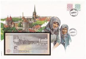 Észtország 1991. 5K felbélyegzett borítékban, bélyegzéssel T:I Estonia 1991. 5 Krooni in envelope with stamp and cancellation C:UNC
