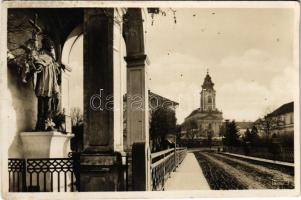 1932 Szentgotthárd, Szt. János szobor, templom, utca. Németh Vilmos kiadása (EK)