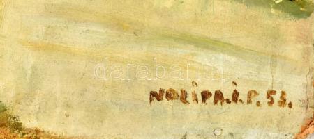 Nolipa István Pál (1907-1986): Kilátás a Tatár-dombról (Miskolc, Diósgyőr), 1953. Olaj, karton. Jele...