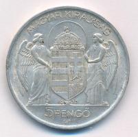 1939. 5P Ag "Horthy balra" T:1- patina, ph. 
Adamo P8.2