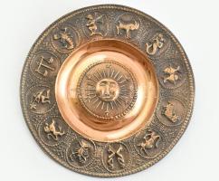 Jelzés nélkül: Zodiákus, napos fali dísz, bronz, szép állapot, d: 18,5 cm