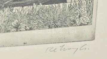 Rékassy Csaba (1937-1989): Győr. Rézmetszet, papír, jelzett, számozott (28/100), üvegezett keretben,...