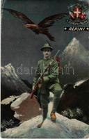 1915 Alpini. R. Esercito Italiano / WWI Italian military art postcard, mountain infantry, coat of arms (kopott sarkak / worn corners)