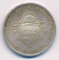 1938. 5P Ag "Szent István" T:1- patina, kis ph
Adamo P8.1