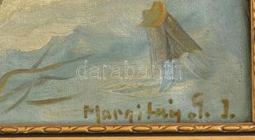 Marnit... jelzéssel: Téli kirándulás szánon. Olaj, vászon, Keretben. 35x25 cm