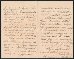 1906 kövesdi báró Huszár Ilona, Okolicsányi-Kuthy Dezsőné (1865-1932) festő és iparművész autográf l...