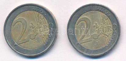 Görögország 2002-2004. 2E 2xklf forgalmi emlékkiadás T:2 Greece 2002-2004. 2 Euro 2xdiff circulating commemorative issues C:XF
