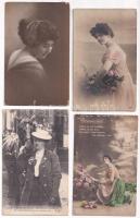 10 db RÉGI hölgy motívum képeslap vegyes minőségben / 10 pre-1945 lady motive postcards in mixed quality