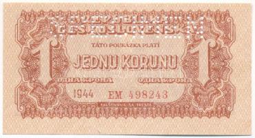 Csehszlovákia 1944. 1K EM 498243, SPECIMEN (MINTA) perforációval T:I,I- Czechoslovakia 1944. 1 Koruna EM 498243, with SPECIMEN perforation C:UNC,AU Krause P#45s