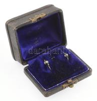 14K arany (Au) fülbevaló brillel, régi ékszertartóval 1,06 g