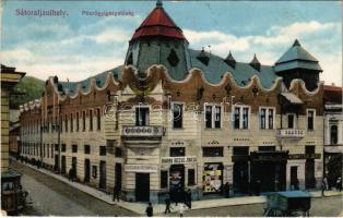 1916 Sátoraljaújhely, Pénzügyigazgatóság, Fischer Testvérek, Barna Dezső és Társa, Kegyelet, Szabó Pál, Kornstein Jenő üzlete (Rb)