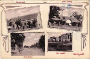 1911 Somogyszil, postahivatal, uradalmi kastély, utcaképek. Art Nouveau, Bergl Simon kiadása (felületi sérülés / surface damage)