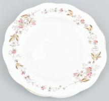 Antik Óherendi virágmintás tányér, jelzett, Des 78, kopásokkal, d: 20 cm