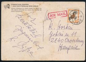 1977 Cziffra György (1921-1994) Magyar Örökség és Liszt Ferenc-díjas zongoraművész saját kezűleg megírt, aláírt képeslapja, Japánból hazaküldve / Autograph signed postcard of György Cziffra Hungarian pianist