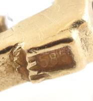 14K arany (Au) fülbevaló, kővel, Jelzett, kupak nem arany. br (kupak nélkül): 0,8 g